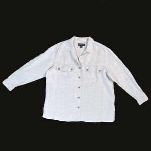 Classiques Entier Vintage Linen Khaki Tan Safari Shirt Size L Preowned